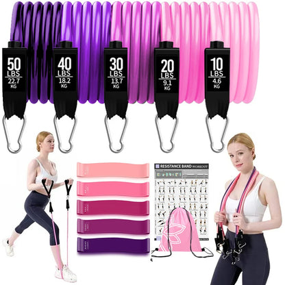 💪 200lbs Resistance Bands Set – Exercise Loop Bands for Gym Training, Home Workouts, Bodybuilding & Fitness