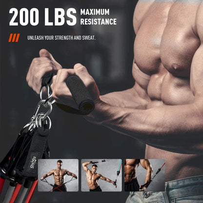 💪 200lbs Resistance Bands Set – Exercise Loop Bands for Gym Training, Home Workouts, Bodybuilding & Fitness