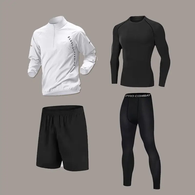 🏃‍♂️ Men's Quick-Dry Sports Set – Long-Sleeve Zipper Training Shirt for Running, Cycling, Gym & Fitness