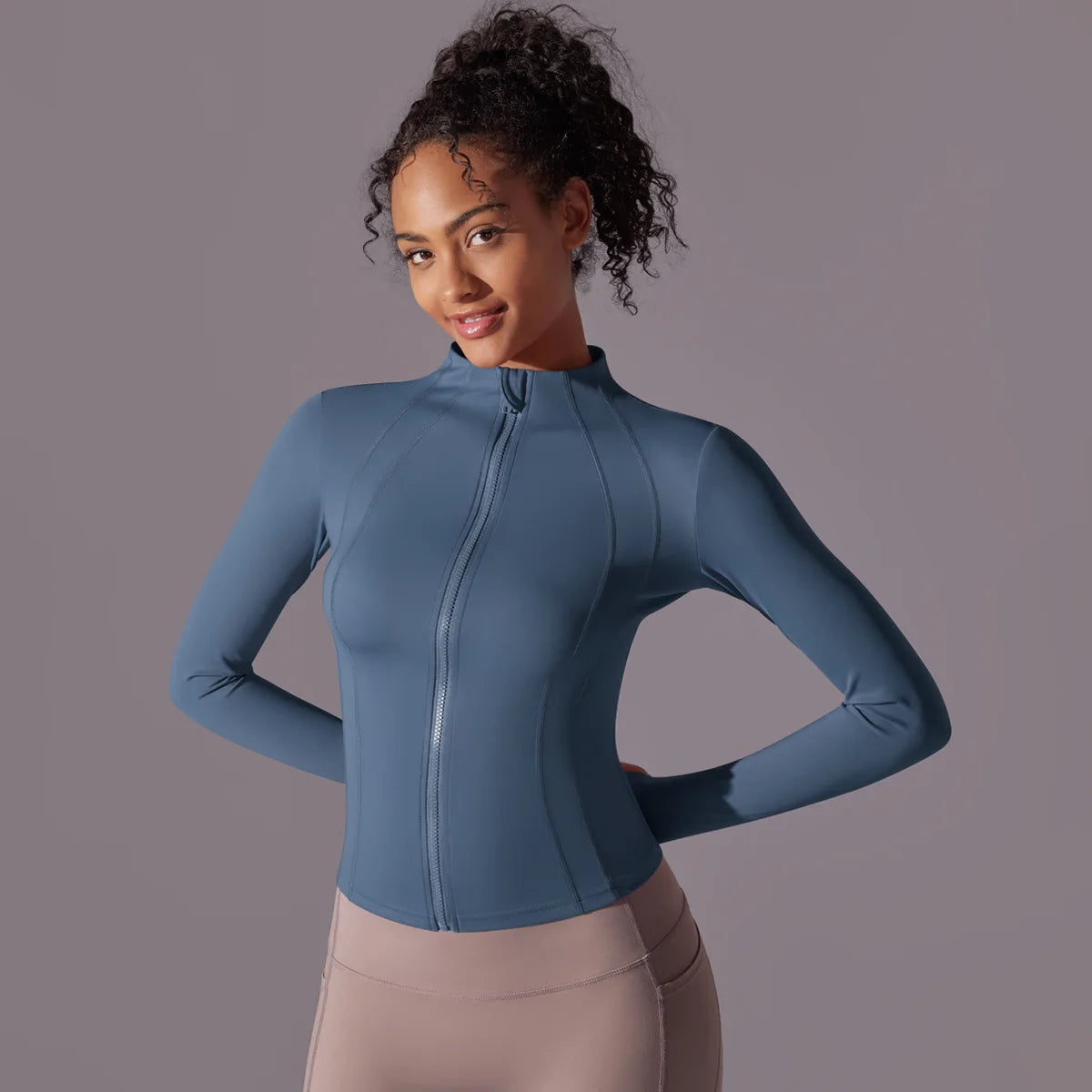 2025 Women's Skintight Yoga Jacket - Zipper Gym and Running Sport Coat with Thumb Holes