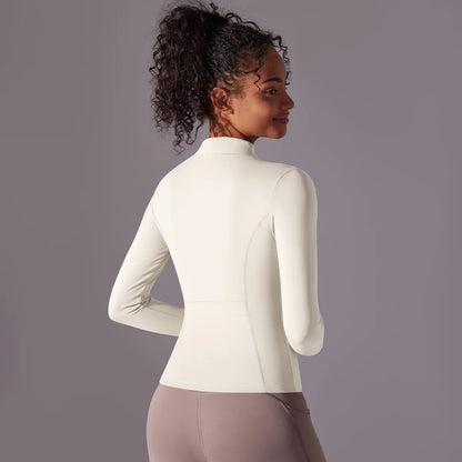 2025 Women's Skintight Yoga Jacket - Zipper Gym and Running Sport Coat with Thumb Holes