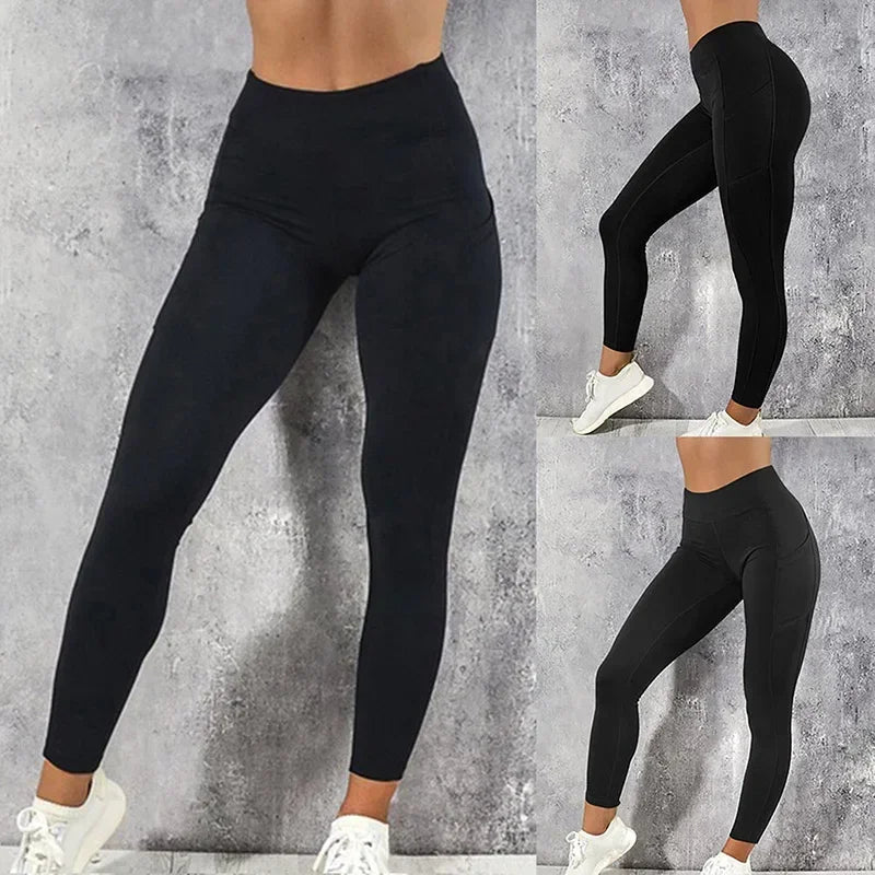 🏋️‍♀️ Women’s Gym Leggings – Pocketed Yoga Pants, Stretchy Fitness Running Tights, Plus-Size Sportswear