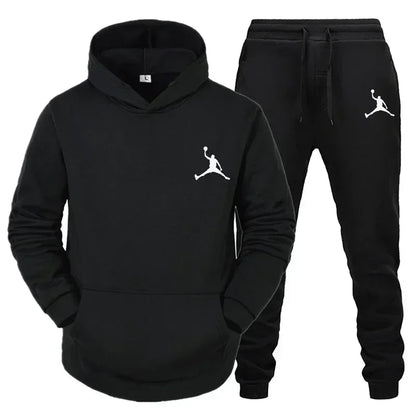 Men's Fleece Tracksuit Set - Warm Hoodie and Pants 2-Piece Sport Suit