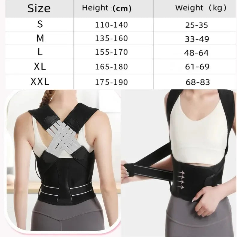 Adjustable Gym Lumbar Belt & Posture Corrector – Shoulder Brace & Back Straightener for Men & Women