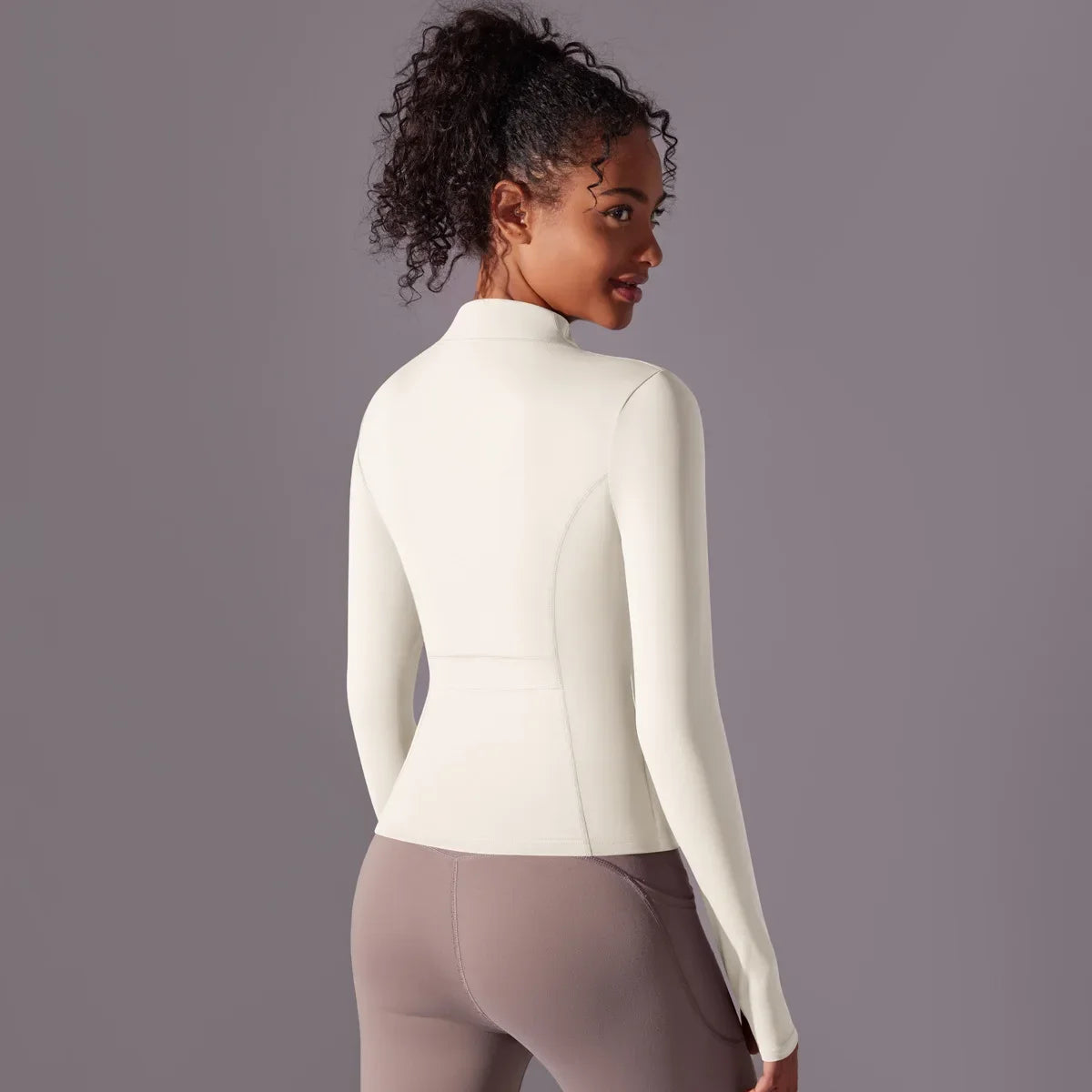 2025 Women's Skintight Yoga Jacket - Zipper Gym and Running Sport Coat with Thumb Holes