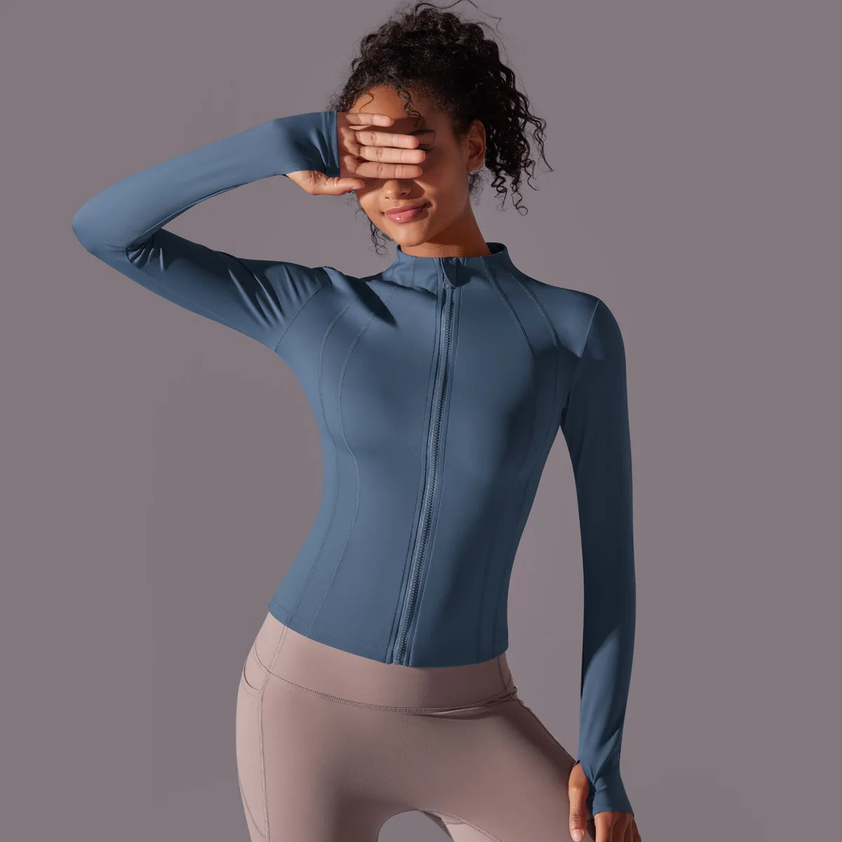 2025 Women's Skintight Yoga Jacket - Zipper Gym and Running Sport Coat with Thumb Holes