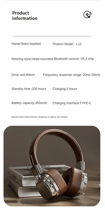 🔥 2025 New Retro On-Ear Wireless Bluetooth Headphones – DJ Stereo Sound, Bluetooth 5.3, Foldable Headset for Gamers & Music Lovers 🎧