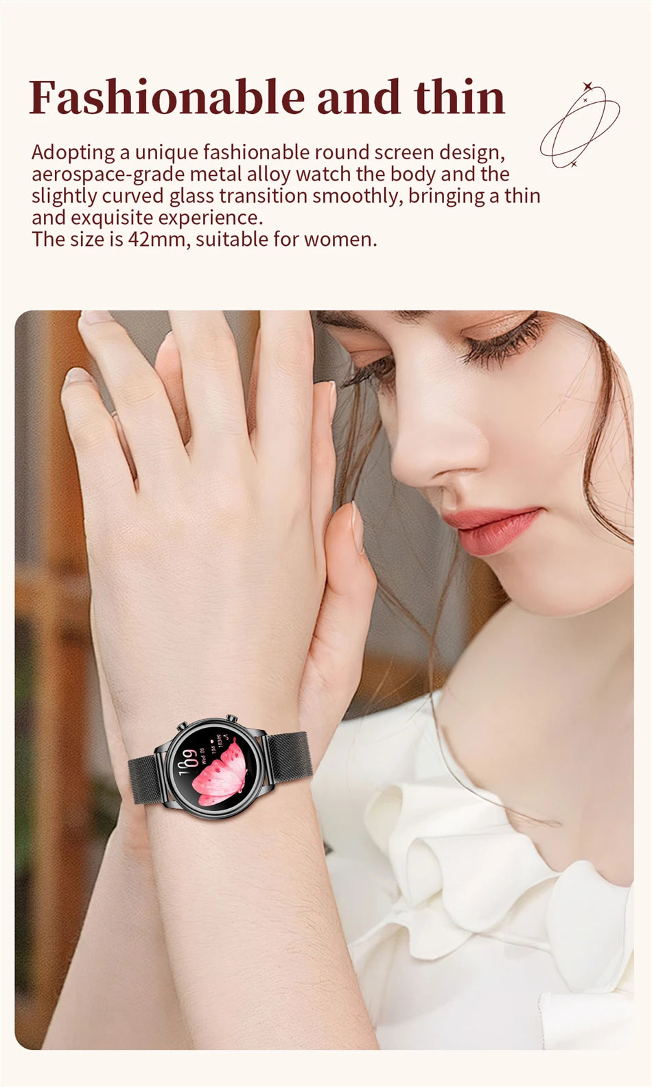 🔥 2024 New Xiaomi Women's Smart Watch – 1.27" Fashion Bracelet, Heart Rate Monitor, Custom Dial, Bluetooth Call & Health Tracker