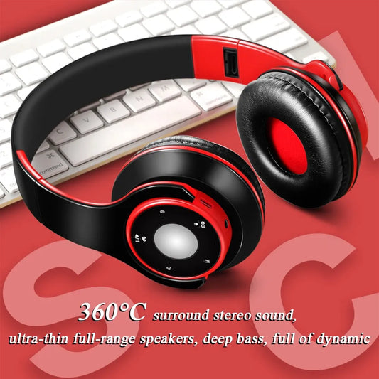 Colorful Stereo Audio Mp3 Bluetooth Headset Wireless Headphones Earphone Support SD Card with Mic Play 20 Hours