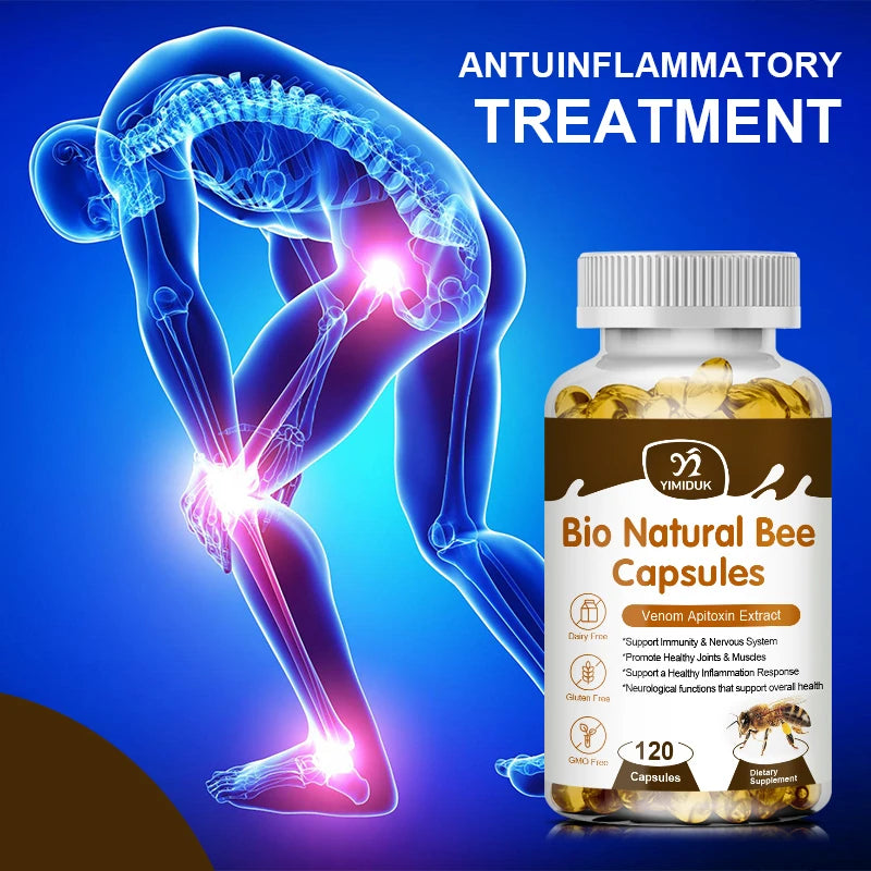 Bee Capsules - Immunity Boost & Antioxidant Support for Joint Inflammation Relief | Non-GMO, Vegetarian