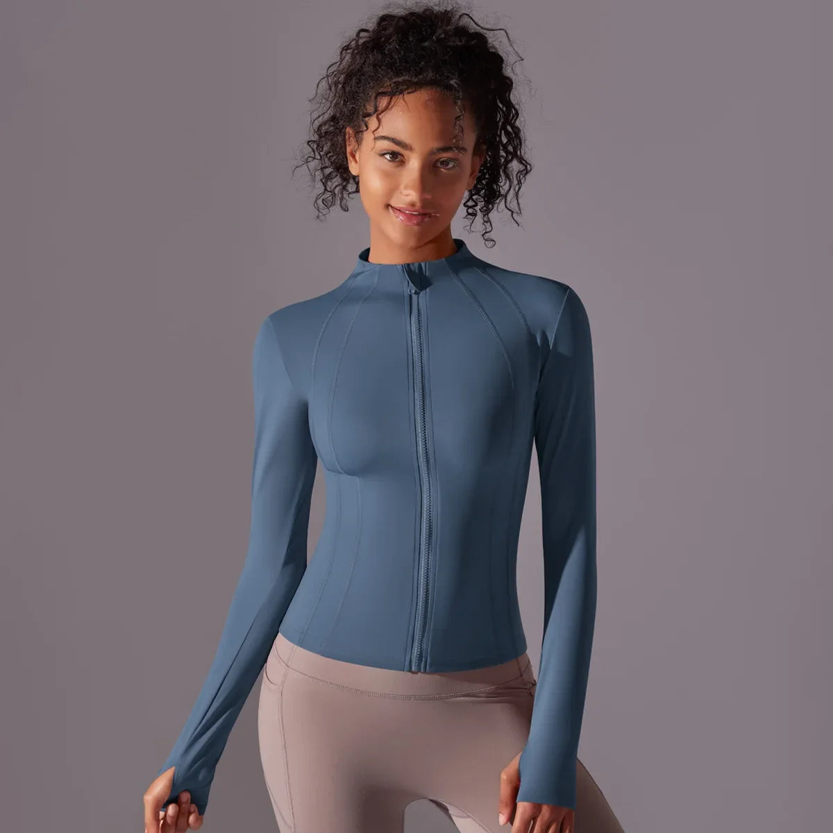 2025 Women's Skintight Yoga Jacket - Zipper Gym and Running Sport Coat with Thumb Holes