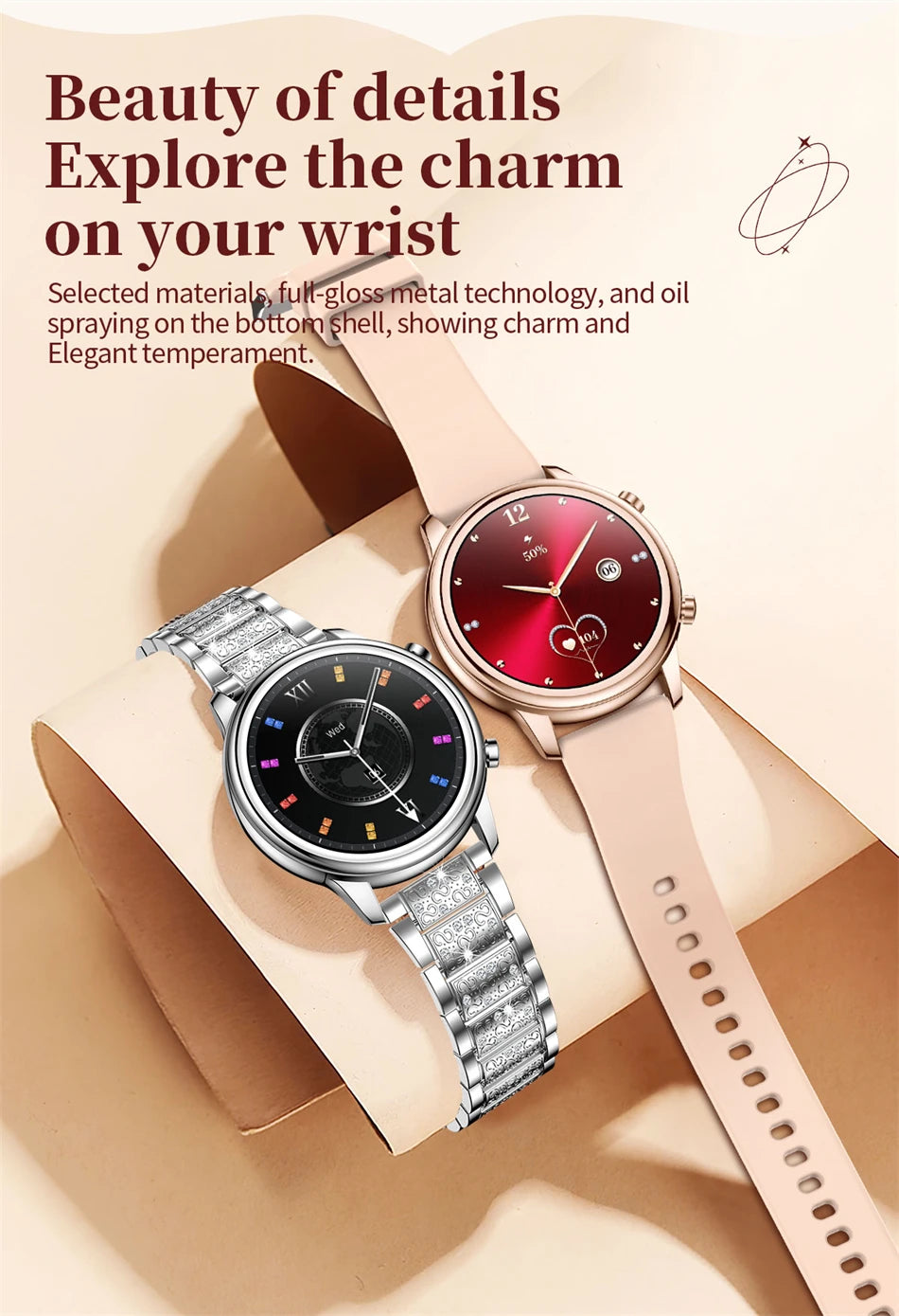 🔥 2024 New Xiaomi Women's Smart Watch – 1.27" Fashion Bracelet, Heart Rate Monitor, Custom Dial, Bluetooth Call & Health Tracker