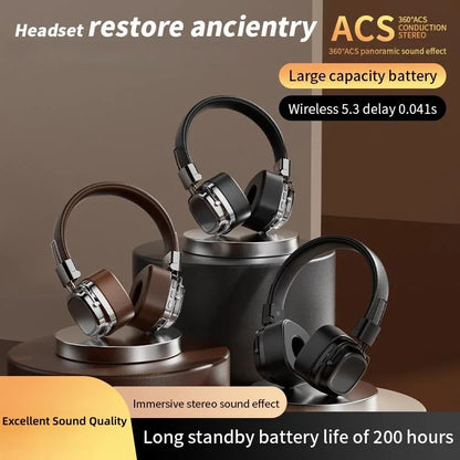 🔥 2025 New Retro On-Ear Wireless Bluetooth Headphones – DJ Stereo Sound, Bluetooth 5.3, Foldable Headset for Gamers & Music Lovers 🎧