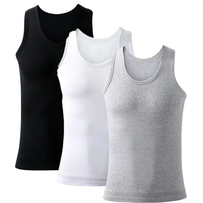 👕 3PCS Men's Cotton Tank Tops – Breathable Sleeveless Undershirts for Summer, Fitness & Everyday Wear