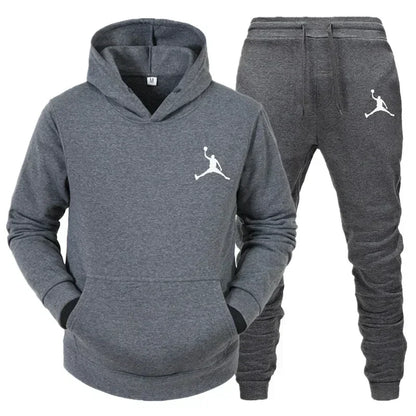 Men's Fleece Tracksuit Set - Warm Hoodie and Pants 2-Piece Sport Suit