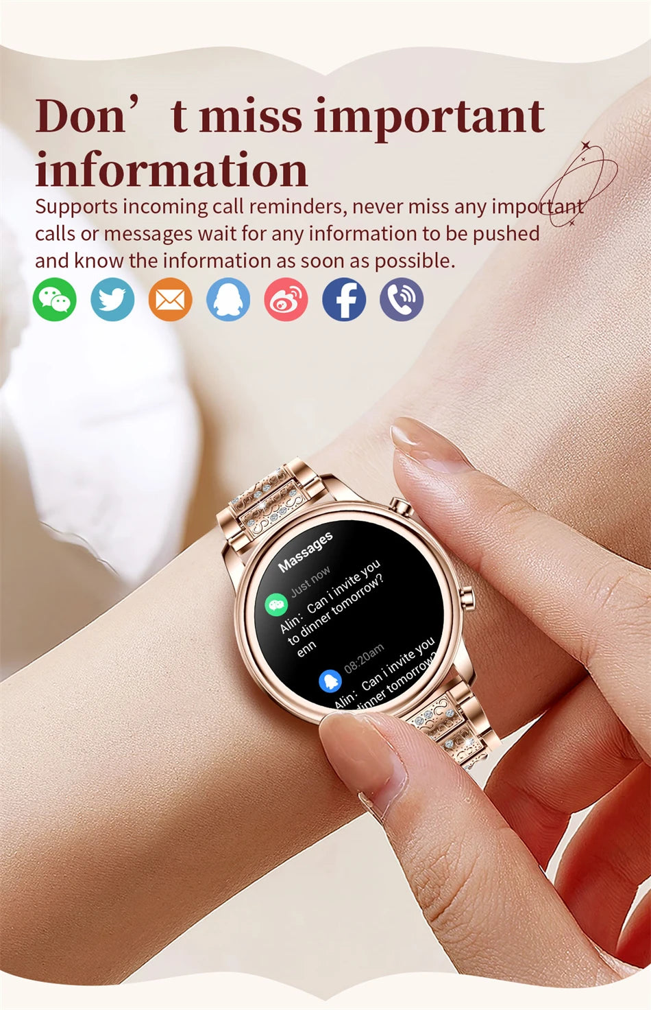 🔥 2024 New Xiaomi Women's Smart Watch – 1.27" Fashion Bracelet, Heart Rate Monitor, Custom Dial, Bluetooth Call & Health Tracker