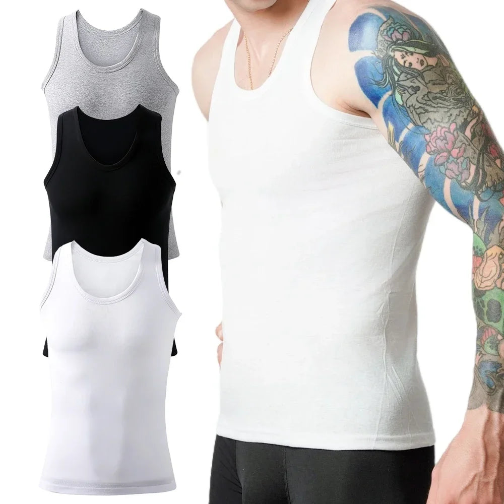 👕 3PCS Men's Cotton Tank Tops – Breathable Sleeveless Undershirts for Summer, Fitness & Everyday Wear