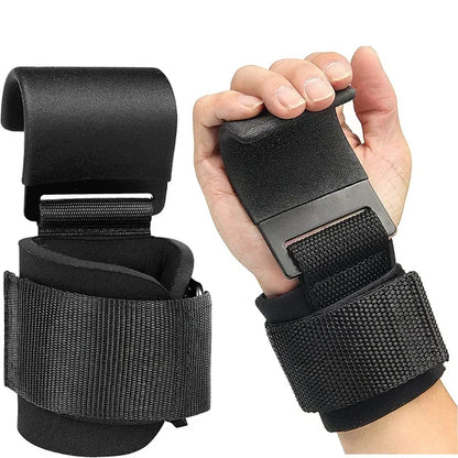 2pcs Weight Lifting Hook Grips With Wrist Wraps Hand-Bar Wrist Strap Gym Fitness Hook Weight Strap Pull-Ups Power Lifting Gloves