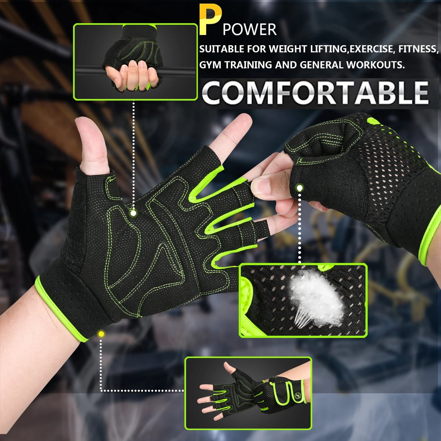 💪 MOREOK Gym Gloves – Non-Slip Weight Lifting Gloves with 3MM Pads for Power Training, Pull-Ups & Kettlebell Workouts