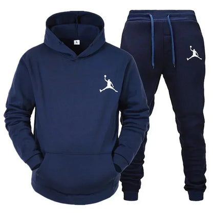 Men's Fleece Tracksuit Set - Warm Hoodie and Pants 2-Piece Sport Suit