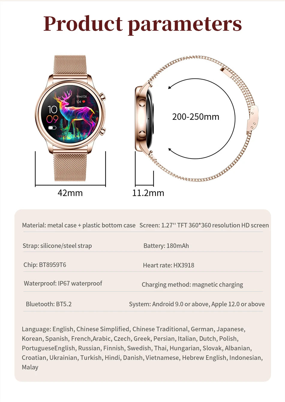 🔥 2024 New Xiaomi Women's Smart Watch – 1.27" Fashion Bracelet, Heart Rate Monitor, Custom Dial, Bluetooth Call & Health Tracker