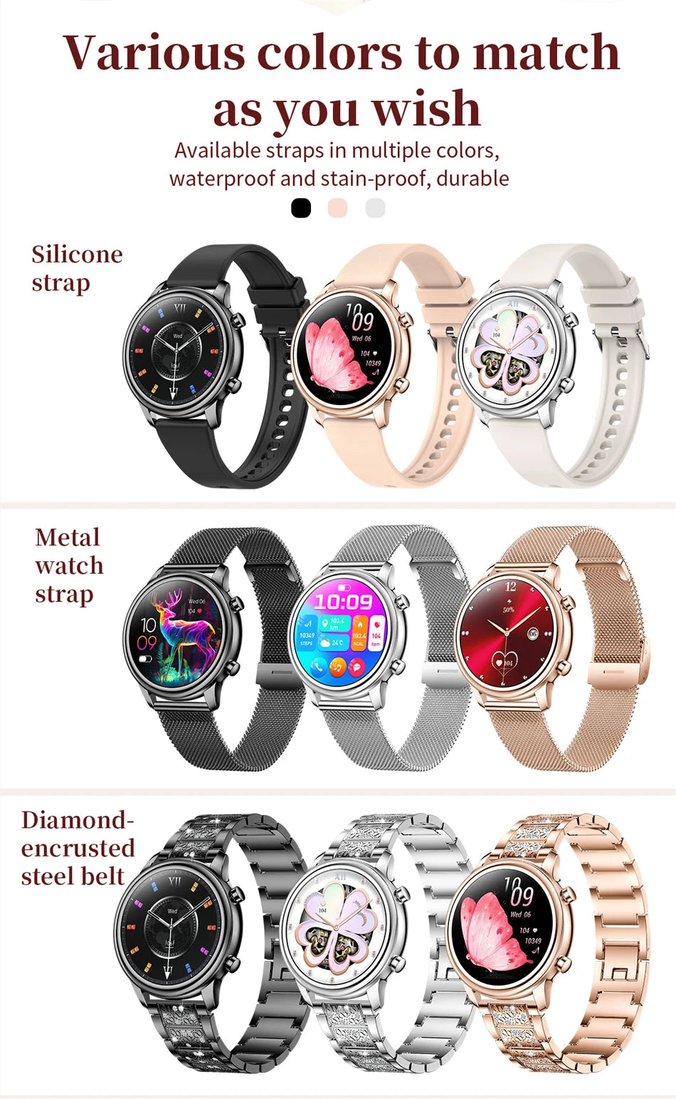 🔥 2024 New Xiaomi Women's Smart Watch – 1.27" Fashion Bracelet, Heart Rate Monitor, Custom Dial, Bluetooth Call & Health Tracker