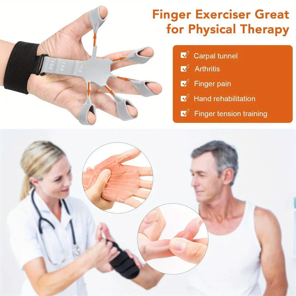 💪 Finger Training Exercise Stretcher – Adjustable Hand Grips Strengthener, Resistance Band Trainer, Hand Brush Expander for Strength and Flexibility