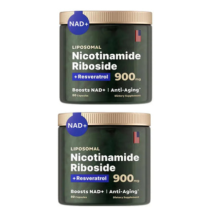 NAD+ Supplement Capsules - 900mg Liposomal Nicotinamide Riboside with Resveratrol & Quercetin for Anti-Aging and Energy