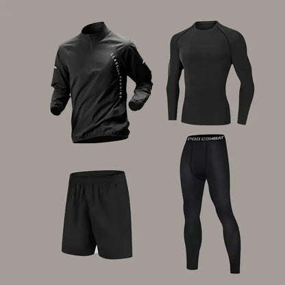 🏃‍♂️ Men's Quick-Dry Sports Set – Long-Sleeve Zipper Training Shirt for Running, Cycling, Gym & Fitness