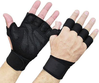 (S-XL)Training Sport Gloves Men Women Workout Gloves Fitness Body Building Weightlifting Gym Hand Wrist Palm Protector Gloves