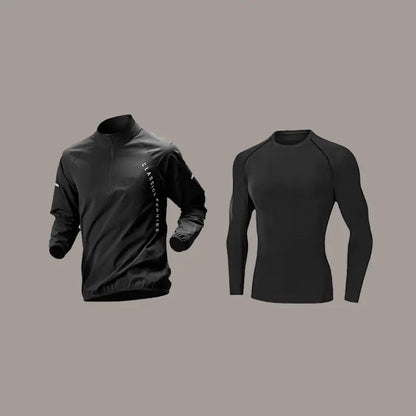 🏃‍♂️ Men's Quick-Dry Sports Set – Long-Sleeve Zipper Training Shirt for Running, Cycling, Gym & Fitness