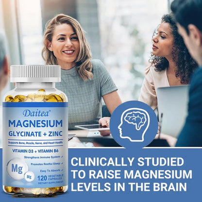 Daitea Magnesium Glycinate & Zinc Capsules - Support for Muscle, Nerve, Joint, and Heart Health