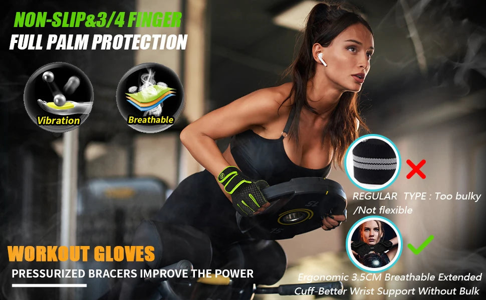 💪 MOREOK Gym Gloves – Non-Slip Weight Lifting Gloves with 3MM Pads for Power Training, Pull-Ups & Kettlebell Workouts