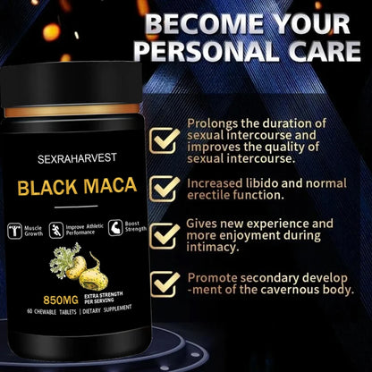 Powerful Black Maca Booster - Maca Root Capsules for Energy, Endurance, Muscle Mass & Health