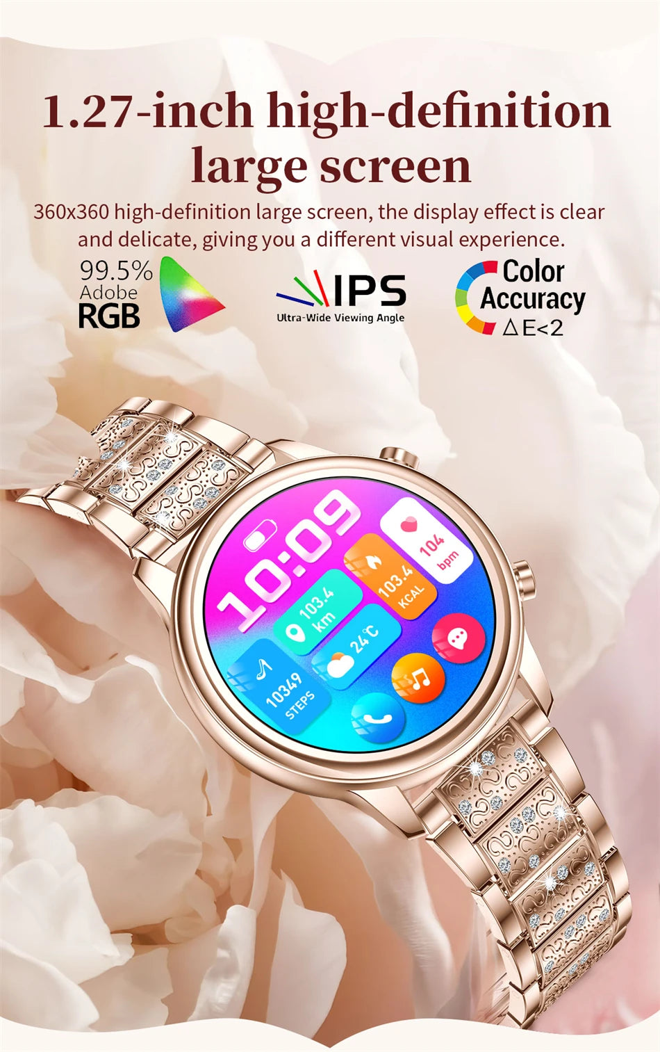 🔥 2024 New Xiaomi Women's Smart Watch – 1.27" Fashion Bracelet, Heart Rate Monitor, Custom Dial, Bluetooth Call & Health Tracker