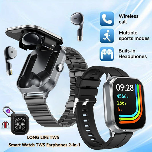 🔥 D8 Pro Smart Watch with Wireless Earphones – 2-in-1 Fitness Tracker & Health Monitor, Bluetooth 5.3, Compatible with iPhone & Android