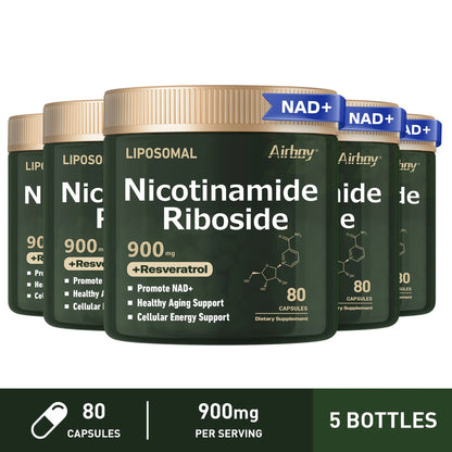 NAD+ Supplement - Liposomal Nicotinamide Riboside 900mg with Resveratrol for Nerve Protection, Anti-Aging, and Vascular Health