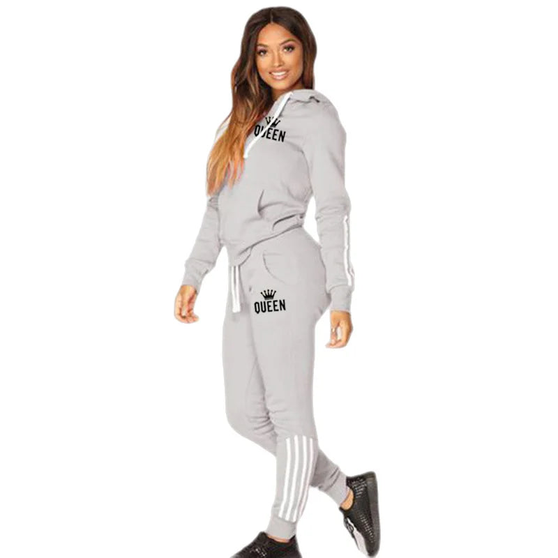 2024Women's Fashion Zip 2-Piece Set - Casual Sweatshirt and Pants for Spring & Autumn