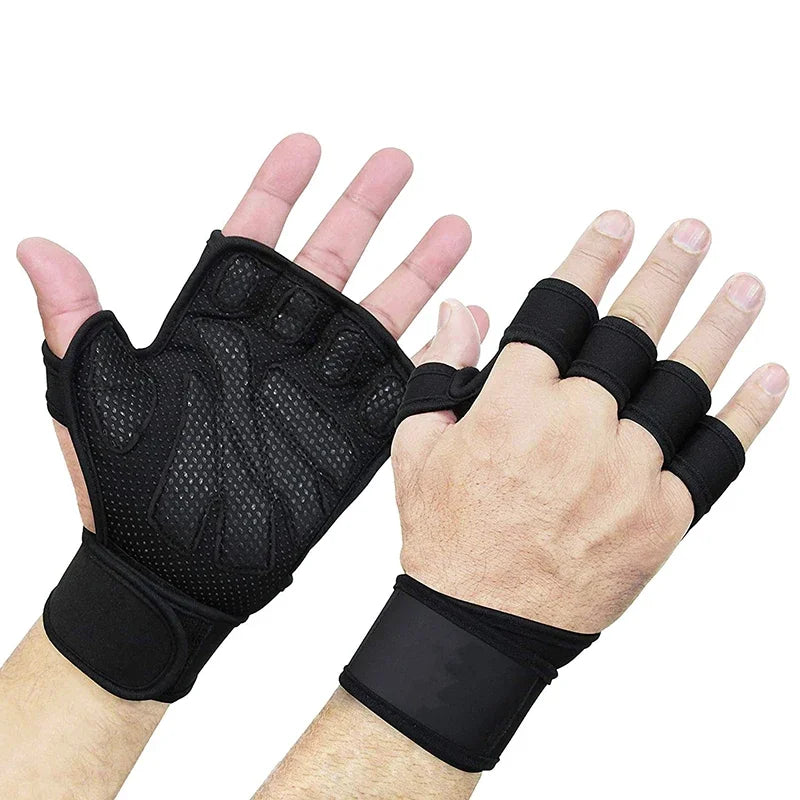 (S-XL)Training Sport Gloves Men Women Workout Gloves Fitness Body Building Weightlifting Gym Hand Wrist Palm Protector Gloves