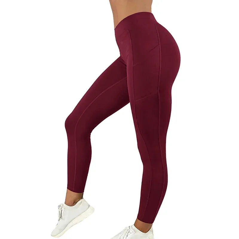 🏋️‍♀️ Women’s Gym Leggings – Pocketed Yoga Pants, Stretchy Fitness Running Tights, Plus-Size Sportswear