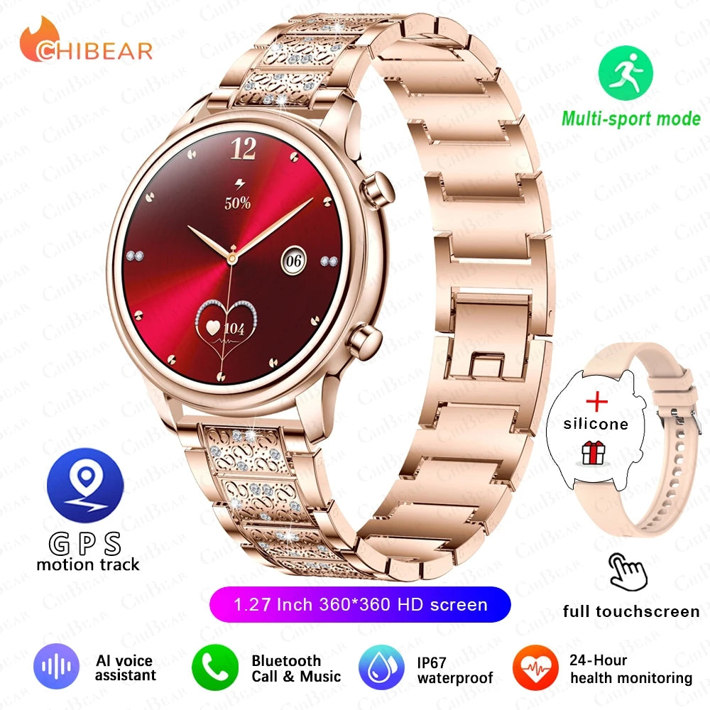 🔥 2024 New Xiaomi Women's Smart Watch – 1.27" Fashion Bracelet, Heart Rate Monitor, Custom Dial, Bluetooth Call & Health Tracker