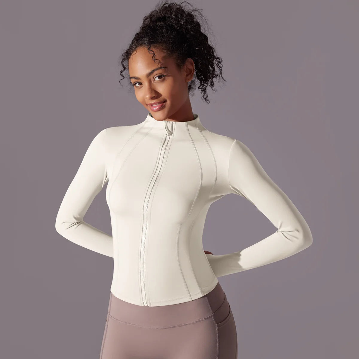 2025 Women's Skintight Yoga Jacket - Zipper Gym and Running Sport Coat with Thumb Holes