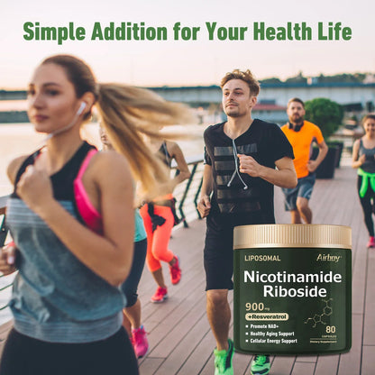 NAD+ Supplement - Liposomal Nicotinamide Riboside 900mg with Resveratrol for Nerve Protection, Anti-Aging, and Vascular Health