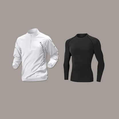 🏃‍♂️ Men's Quick-Dry Sports Set – Long-Sleeve Zipper Training Shirt for Running, Cycling, Gym & Fitness