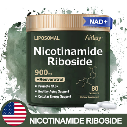 NAD+ Supplement - Liposomal Nicotinamide Riboside 900mg with Resveratrol for Nerve Protection, Anti-Aging, and Vascular Health