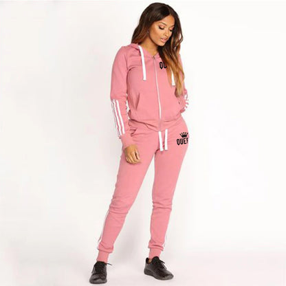 2024Women's Fashion Zip 2-Piece Set - Casual Sweatshirt and Pants for Spring & Autumn