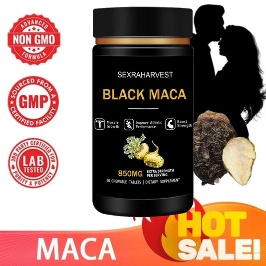 Powerful Black Maca Booster - Maca Root Capsules for Energy, Endurance, Muscle Mass & Health