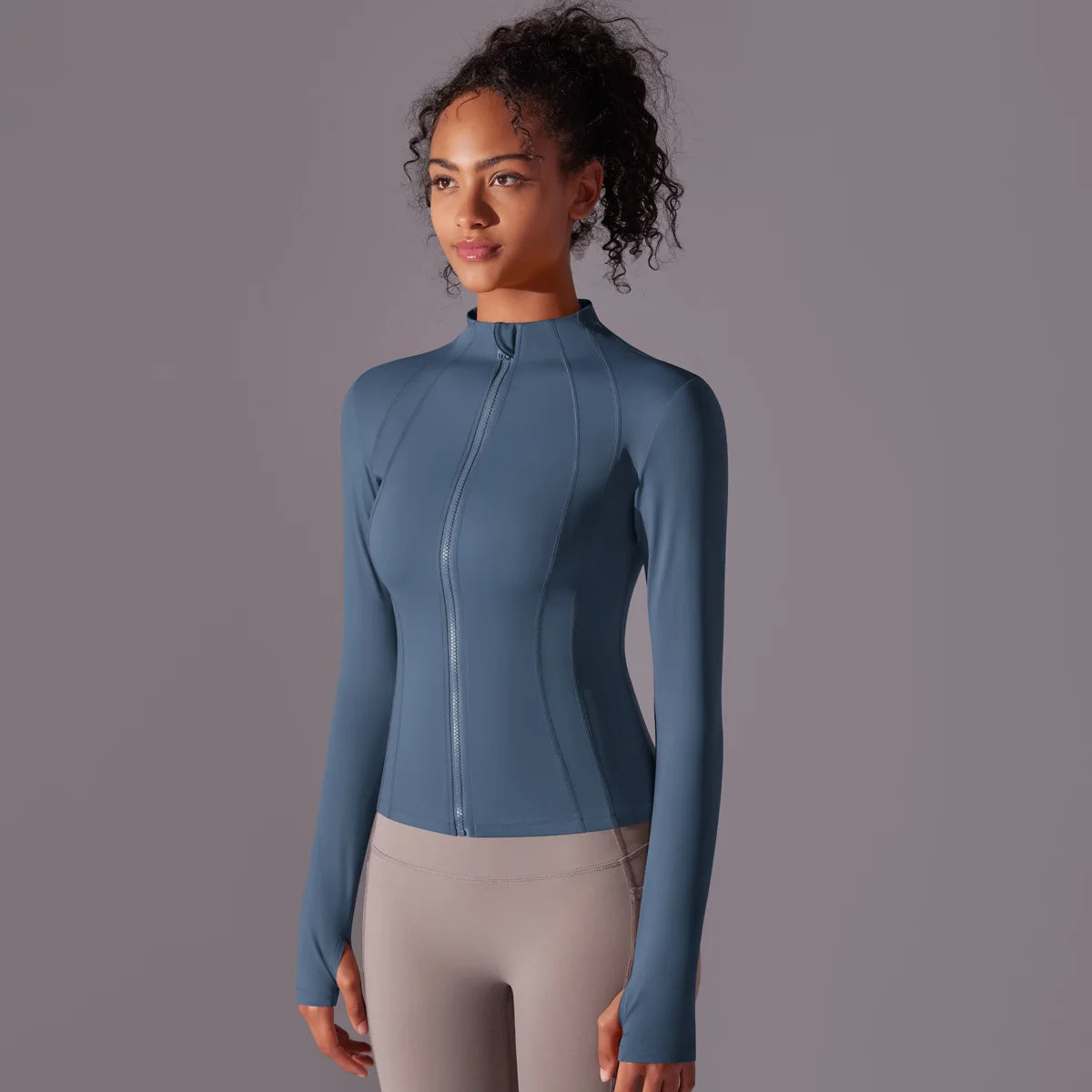 2025 Women's Skintight Yoga Jacket - Zipper Gym and Running Sport Coat with Thumb Holes