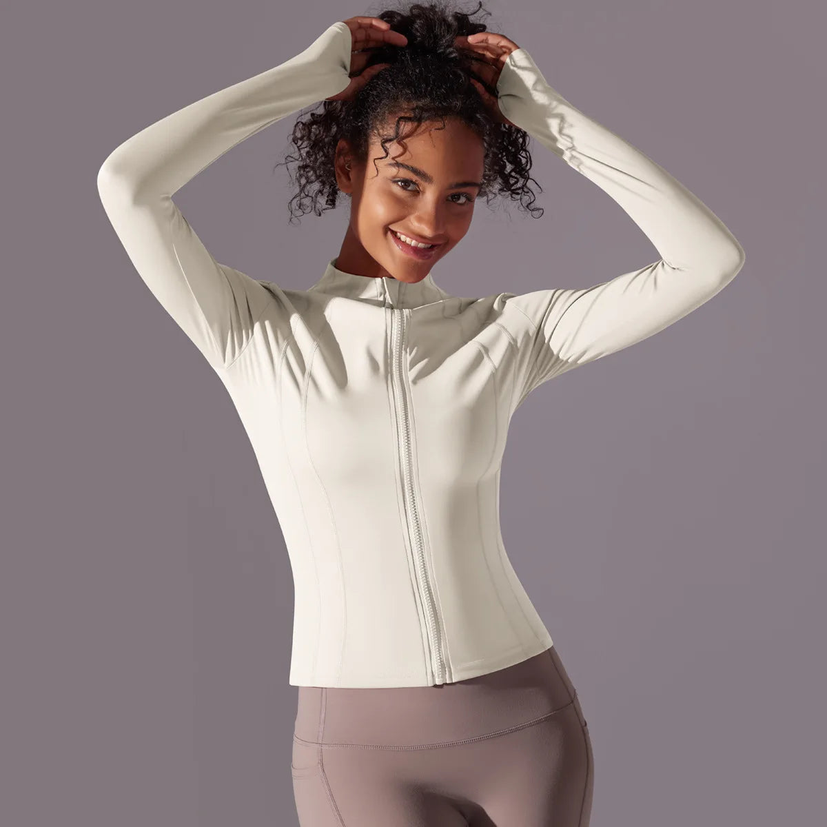 2025 Women's Skintight Yoga Jacket - Zipper Gym and Running Sport Coat with Thumb Holes