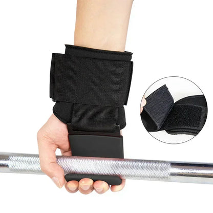 2pcs Weight Lifting Hook Grips With Wrist Wraps Hand-Bar Wrist Strap Gym Fitness Hook Weight Strap Pull-Ups Power Lifting Gloves